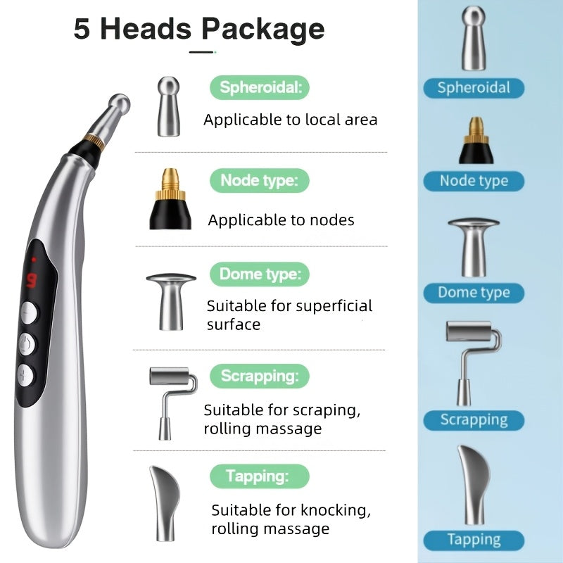 Portativ USB orqali zaryadlanadigan 7-IN-1 ko'p funksiyali massaj qalam va tayoq, 9 ta intensivlik darajalari va turli massaj boshliqlari bilan - keksa va do'stlar uchun mukammal sovg'a!