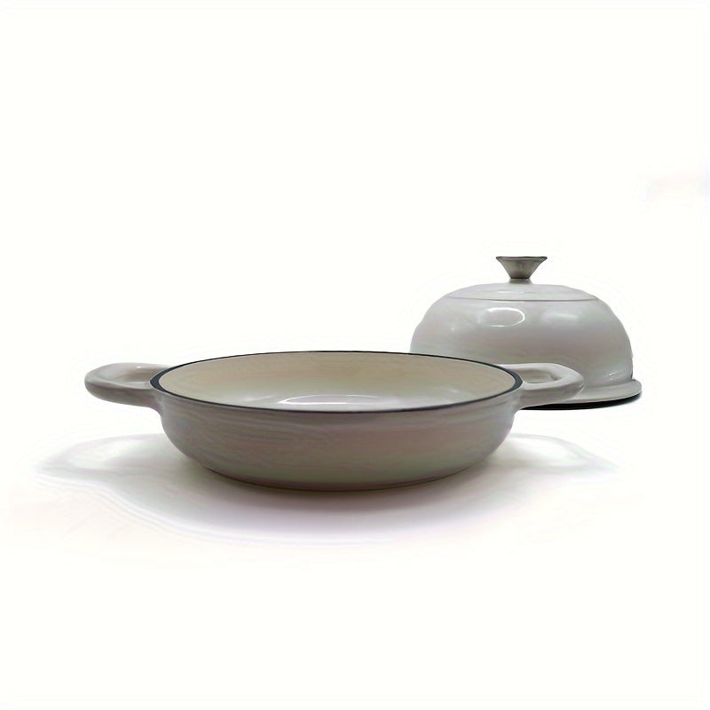 Teal/Oq Emal Qoplangan Qozon Non Pishirish Panasi - Yopishqoq Dumaloq Non Tayyorlovchi - Uyda Non va Shirinliklar Pishirish uchun Ajoyib - Mukammal Oshxona Sovg'a Variant