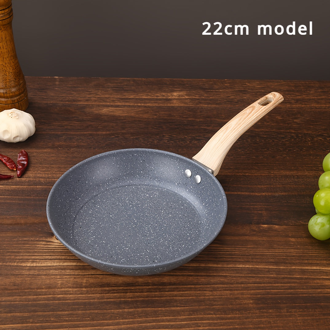 Сковорода EcoPans с антипригарным покрытием и деревянной ручкой - пшеничный рисовый камень, без масла, без дыма, совместима с электромагнитными плитами, посуда для блинов, омлетов, стейков - не требует электричества