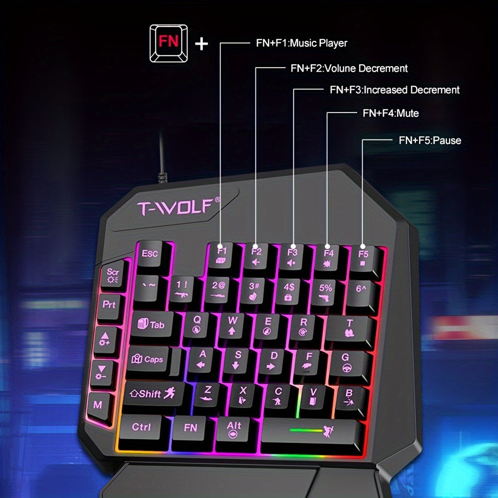 Mini klaviatura va sichqoncha to'plami rangli yoritish bilan, 35 ta tugma, e-sport o'yinlari va boshqa ko'plab maqsadlar uchun ideal.