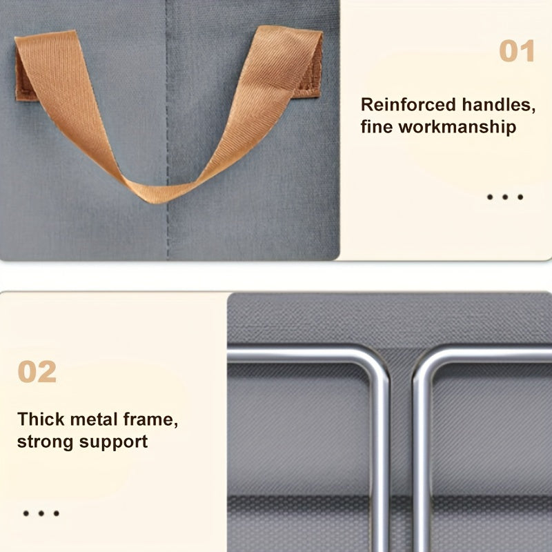 Cajas de almacenamiento plegables con marcos de metal para ropa y juguetes, gran capacidad