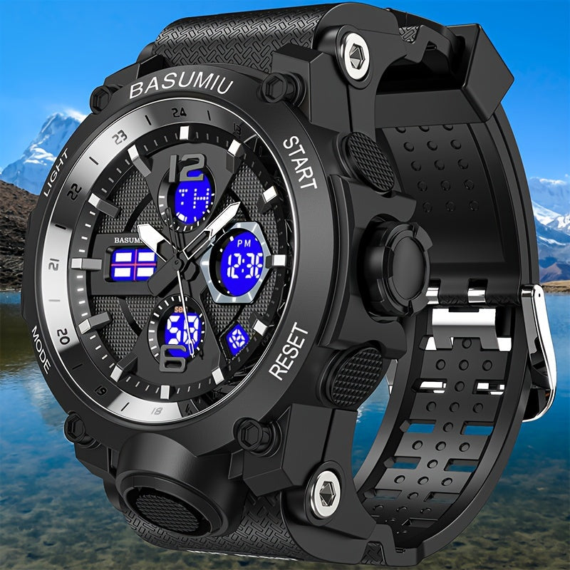 Men's Digital Sports Watch Waterproof Tactical Military Style Electronic Dual Display