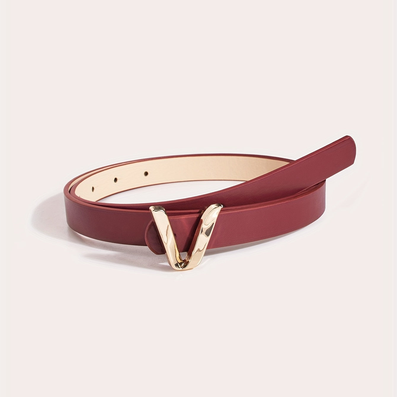 Women's Gold Belt with V-Shaped Buckle Minimalist Fashion Accessory