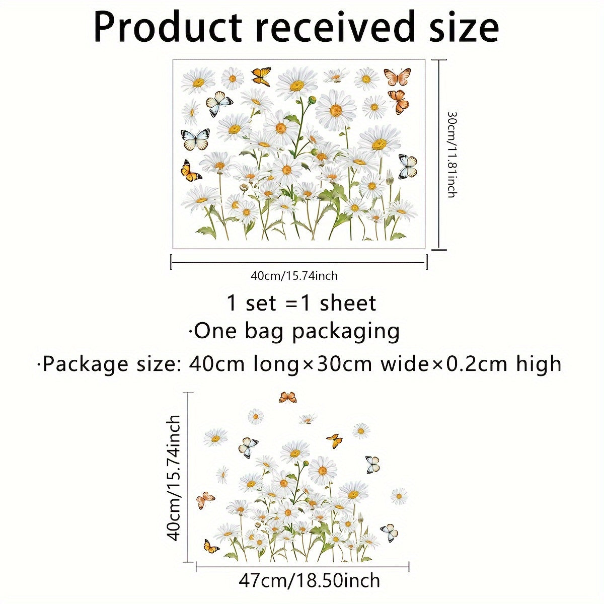 Dual-Sided Reusable Daisy Flower Window Cling for Bedroom and Study Glass Decor