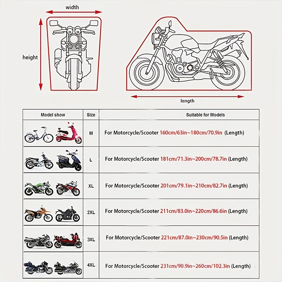 Motorcycle Cover Thick 190T Polyester Waterproof Weatherproof Safety Keyhole