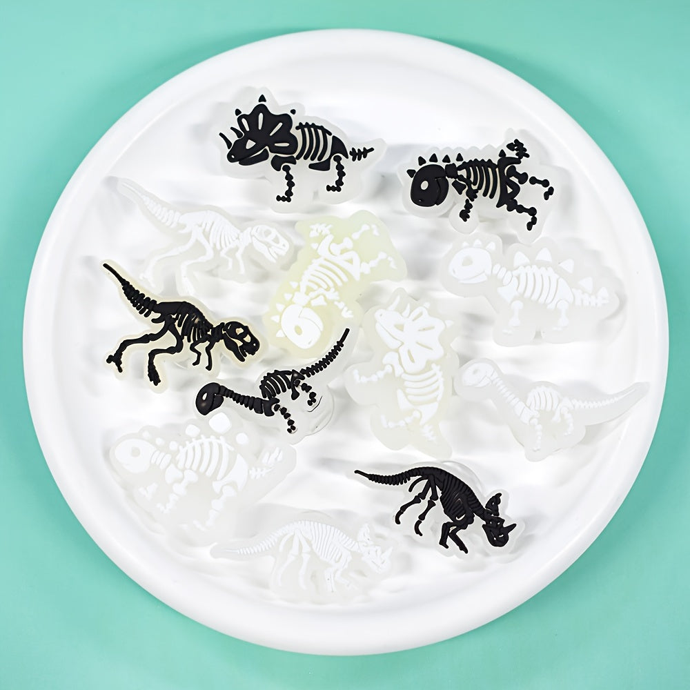 Unisex Kids PVC Dinosaur Shoe Charms Fluorescent Black and White Glowing Accessories