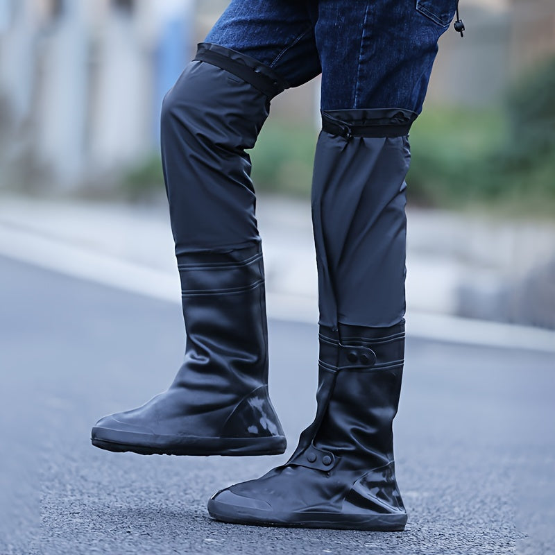 Unisex Waterproof Rain Boot Covers Durable Non-Slip Reusable Black Hiking