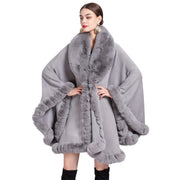 Women’s Warm Oversized Faux Fur Collar Cardigan Cape Autumn Winter Windproof Shawl