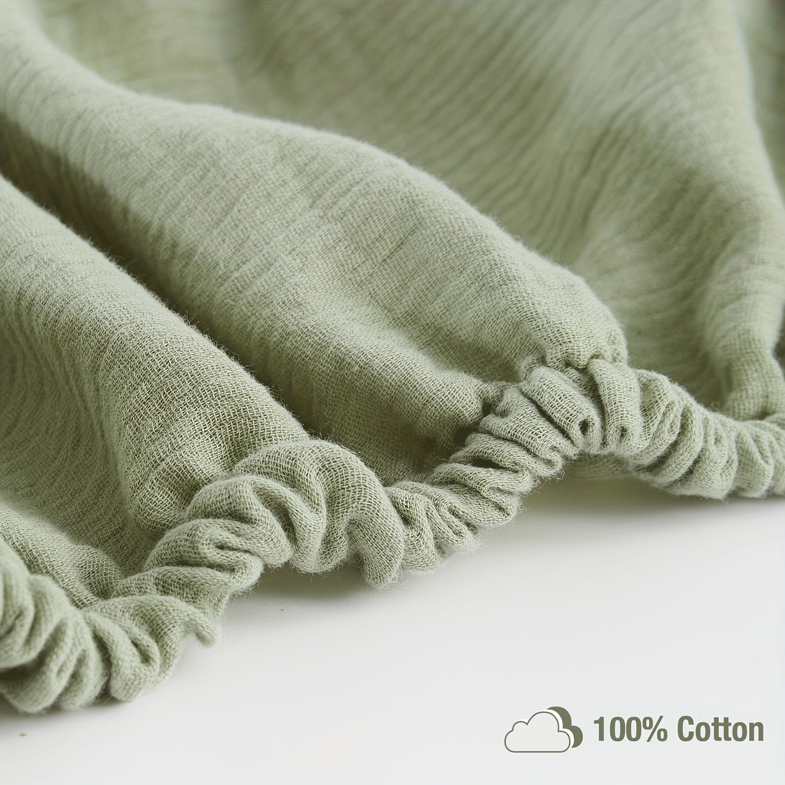 Soft Green Cotton Fitted Crib Sheet for Standard Toddler Mattress 28x52