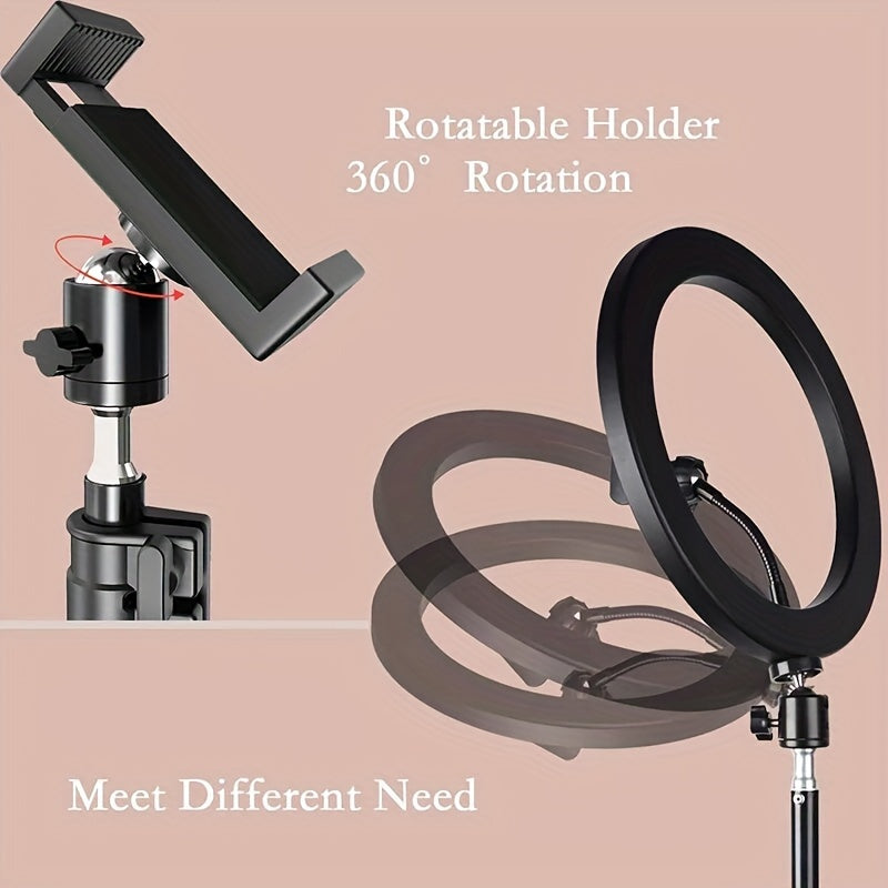 Dimmable USB Ring Light with Tripod and Phone Holder for Photography and Streaming