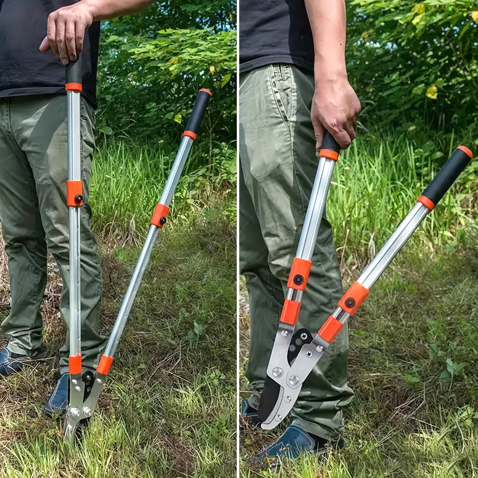 Adjustable Telescopic Tree Trimmer with Heavy-Duty Pruning Shears and High-Carbon Steel Blade
