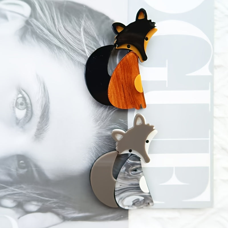 Fox Acrylic Brooch Pin Cartoon Animal Style Lapel Badge for Fashion Accessories