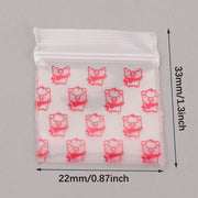 Pink Cat Pattern Self-Sealing PE Bags 2.5x3cm Durable Storage Pouches for Small Items