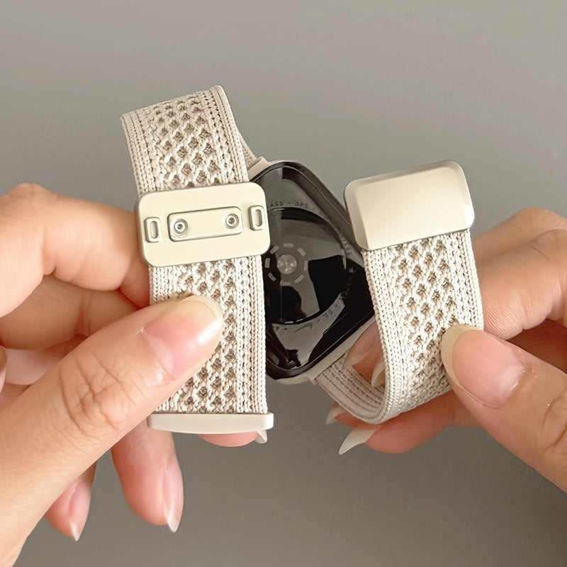 Nylon Braided Magnetic Buckle Watch Strap for Apple Watch Series Ultra S10 S3 38mm 49mm Men Women