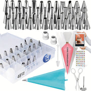 Cake Decorating Set with 74 Pieces, Stainless Steel Tips, Disposable Bags