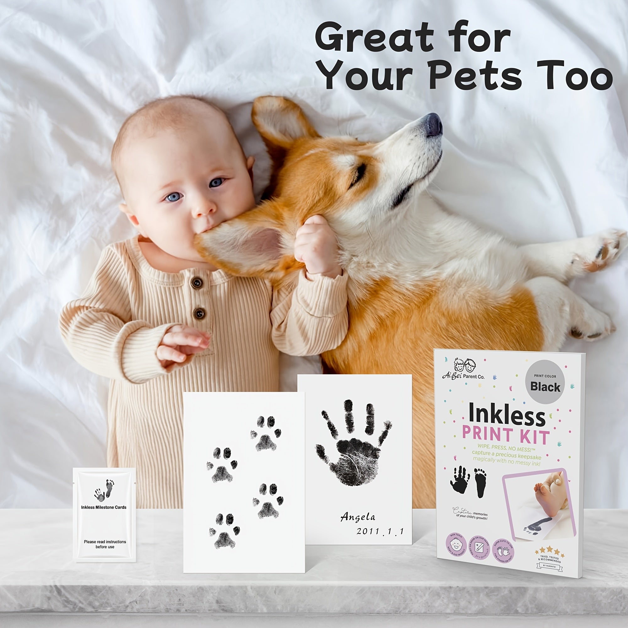 Baby Handprint Kit Non-Toxic Silicone Memory Keepsake for Milestones