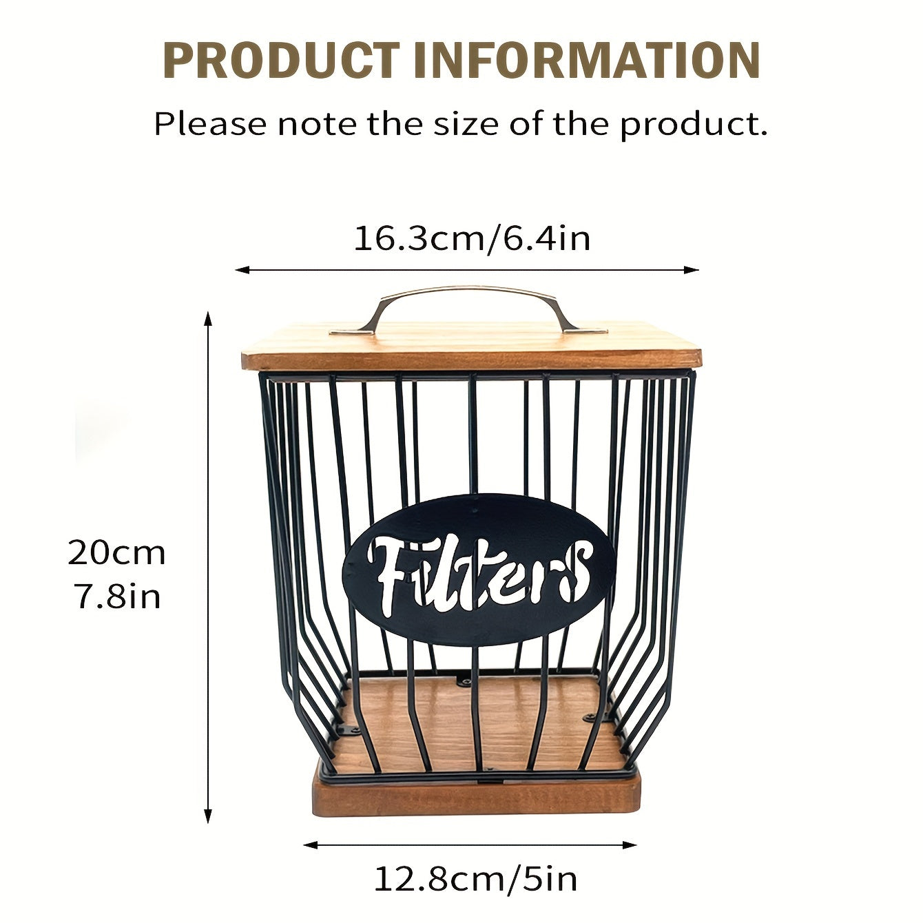 Black Wire and Wood Coffee Pod Holder with Lid for K-Cups and Tea Bags