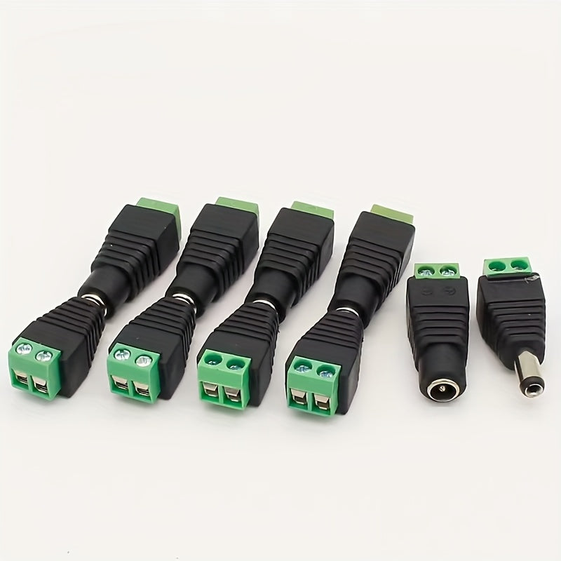 5 Pieces Male Female DC Power Connector Plug Adapter 5.5mm x 2.1mm for LED and CCTV