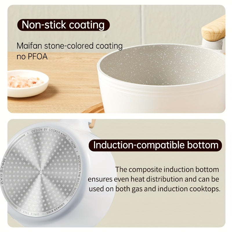 Антипригарная кастрюля 18 см с стеклянной крышкой, готова к индукционной плите, алюминиевый сплав