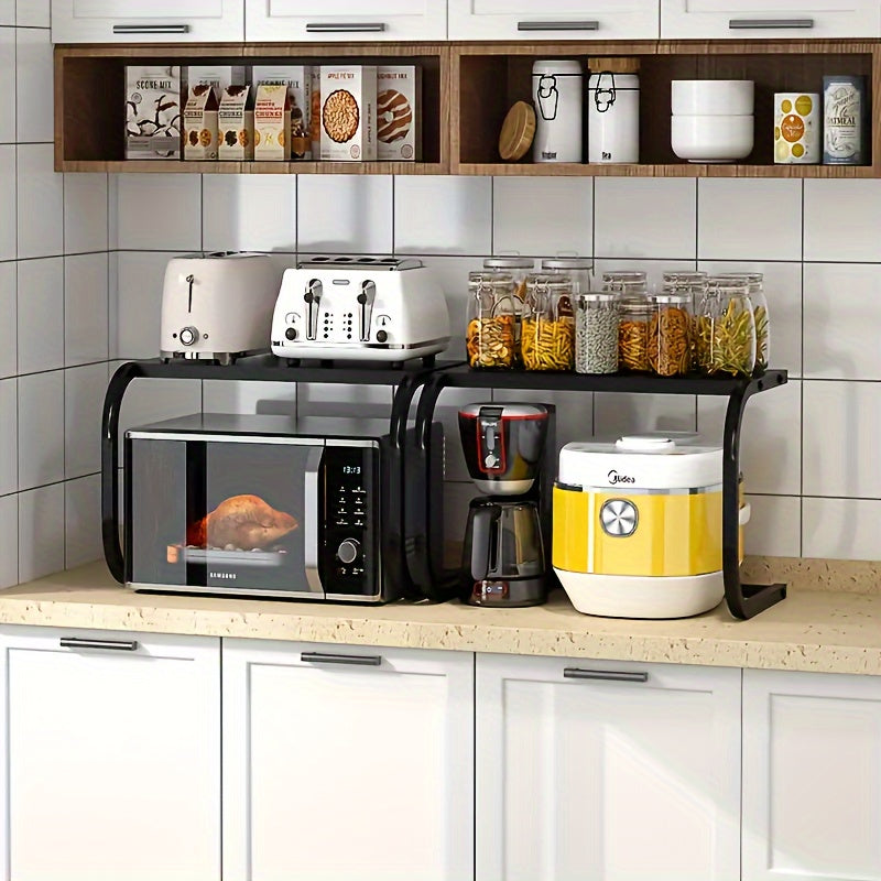 Karbon po'latdan yasalgan oshxona uchun stol usti saqlash racki, mikroto'lqinli pech, guruch pishirgich, pech uchun