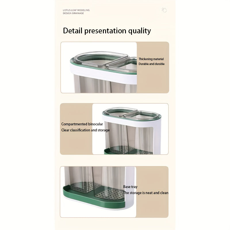 Wall-Mounted Kitchen Utensil Organizer with Drainage, Drill-Free Chopstick Holder