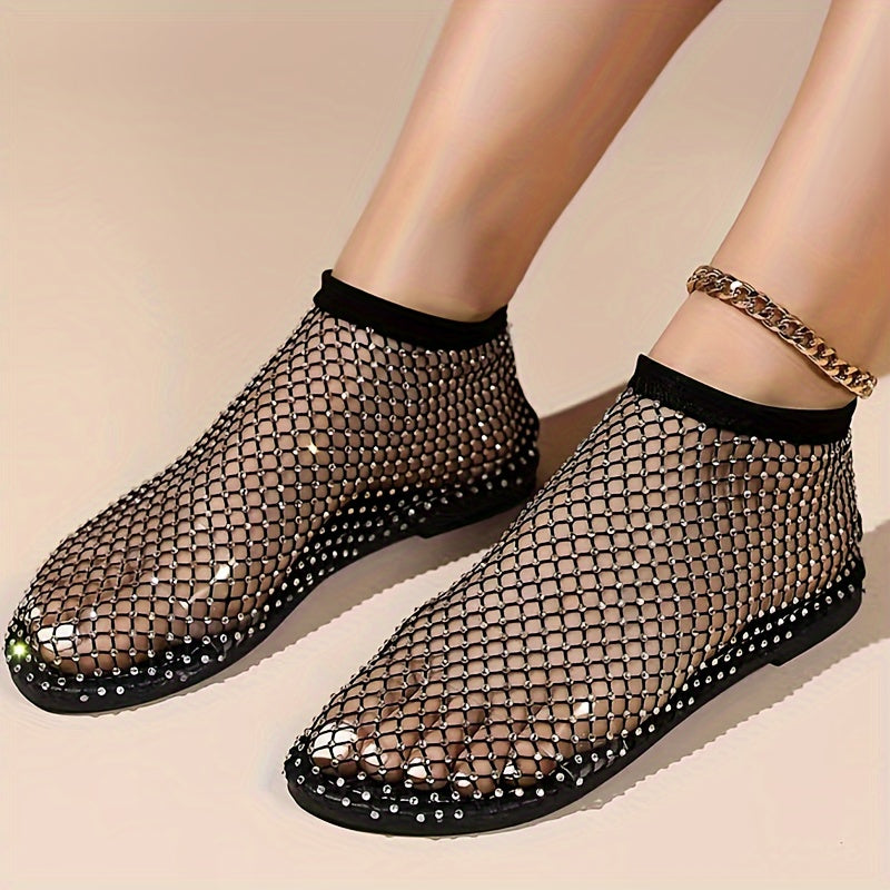 Women's Rhinestone Decor Slip-On Summer Sandals Lightweight Hollow Out Beach Shoes