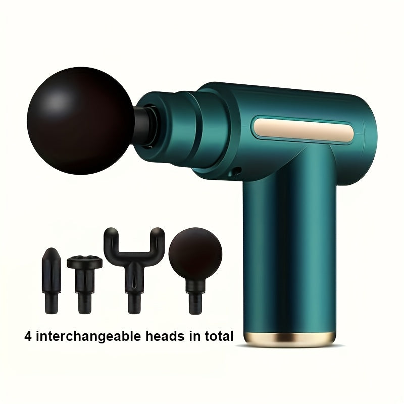 4 ta massaj boshli mini massaj quroli, 6 ta rejim, USB orqali zaryadlash, turli ranglar - Otalar kuni va Sevgi kuni uchun mukammal sovg'a.