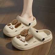 Women's White EVA Bow-Embellished Slippers Summer Beach Sandals Cushioned