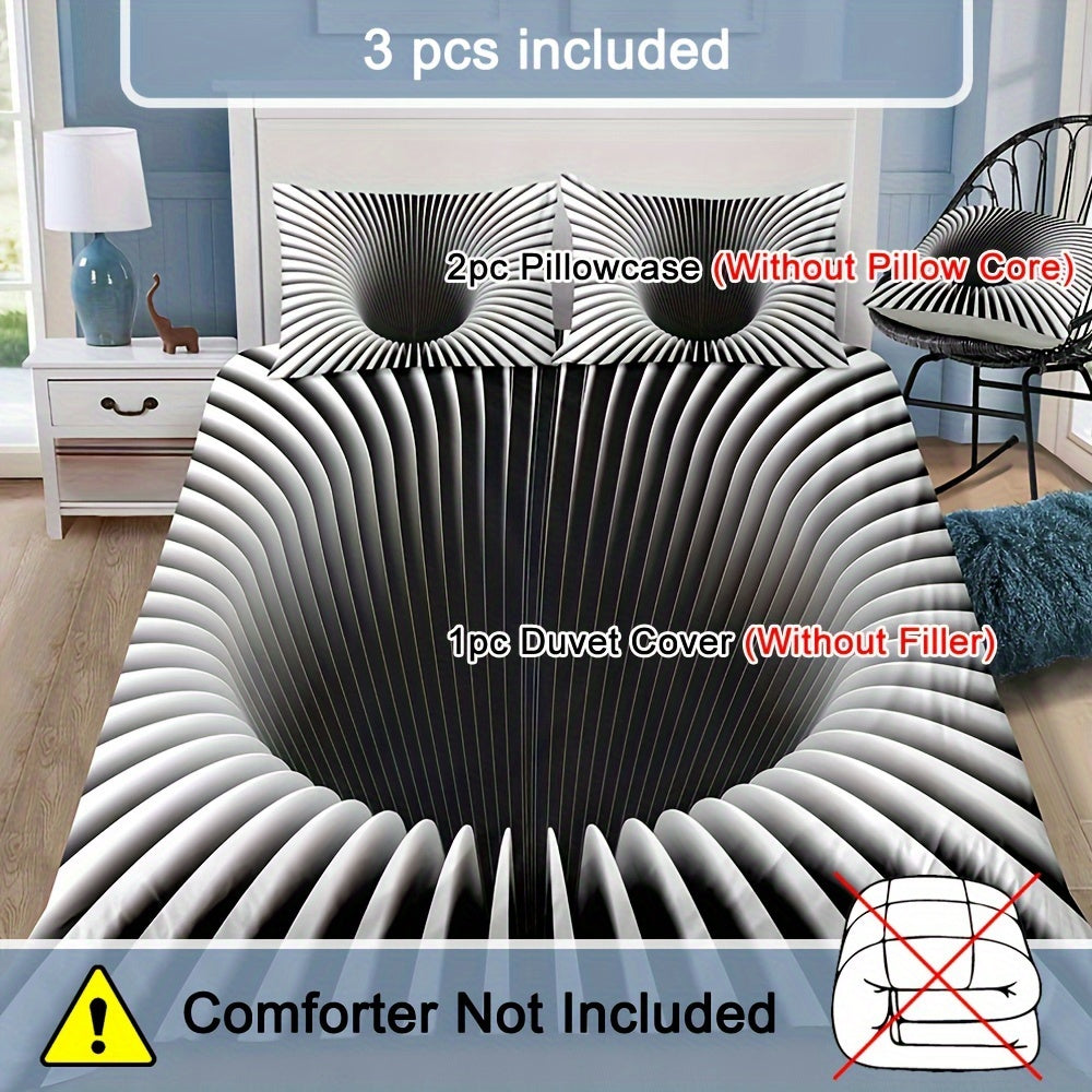 Black Hole Print Bedding Set 3-Piece Duvet Cover and Pillowcases for Bedroom or Guest Room