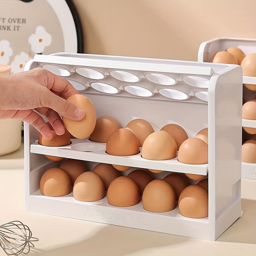Large Capacity Plastic Egg Organizer for Refrigerator, 30 Egg Storage Box