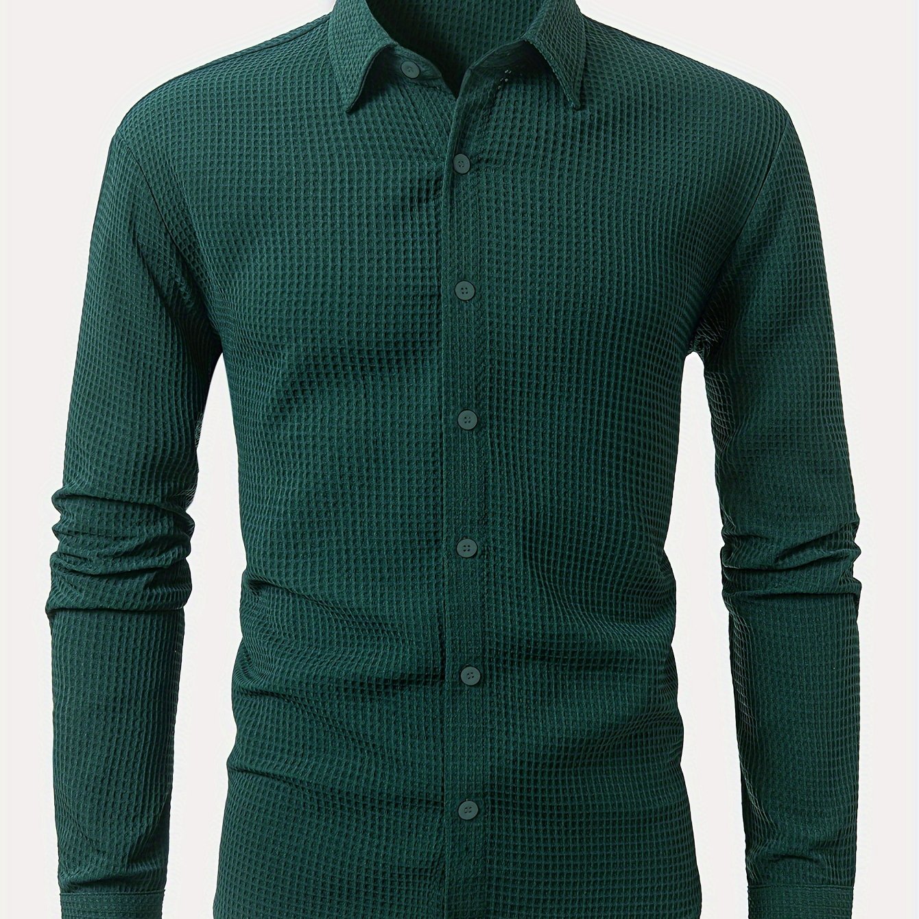 Men's Tartan Casual Woven Polyester Long Sleeve Lapel Button-Up Shirt for Fall Winter Outdoor Activities