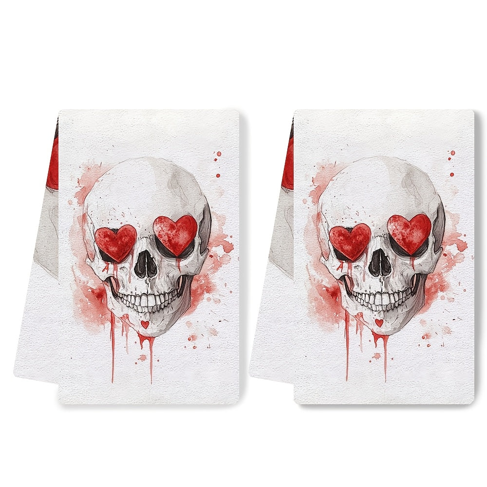 2 Ultra Soft Kitchen Towels Love Language Is Sarcasm Skull 40x60cm Absorbent