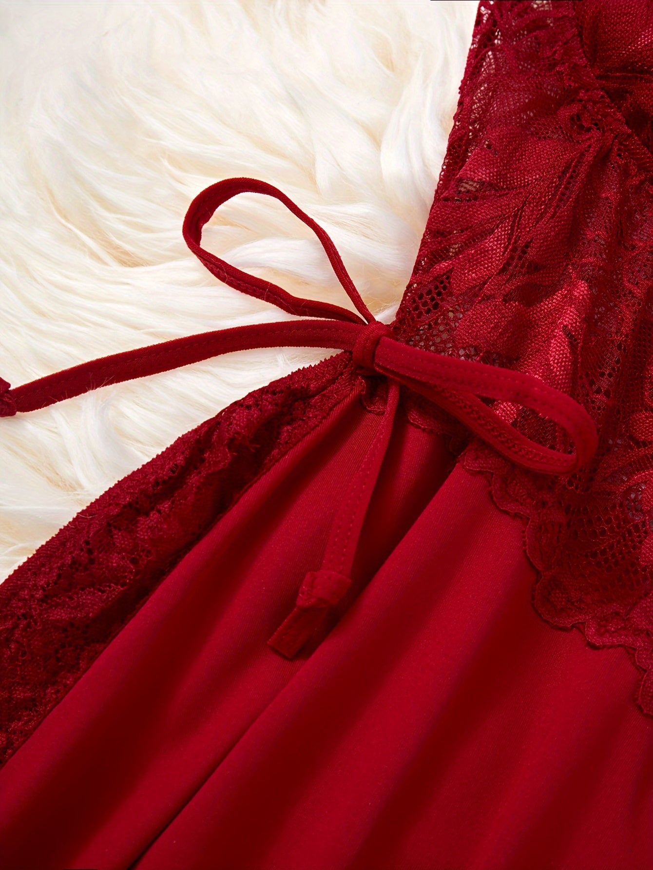 Women's Lace Nightgown with Strappy Backless Design and Metal Accents