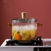 Clear Glass Saucepan with Lid High Borosilicate Heat-Resistant for Gas Stove Cooking