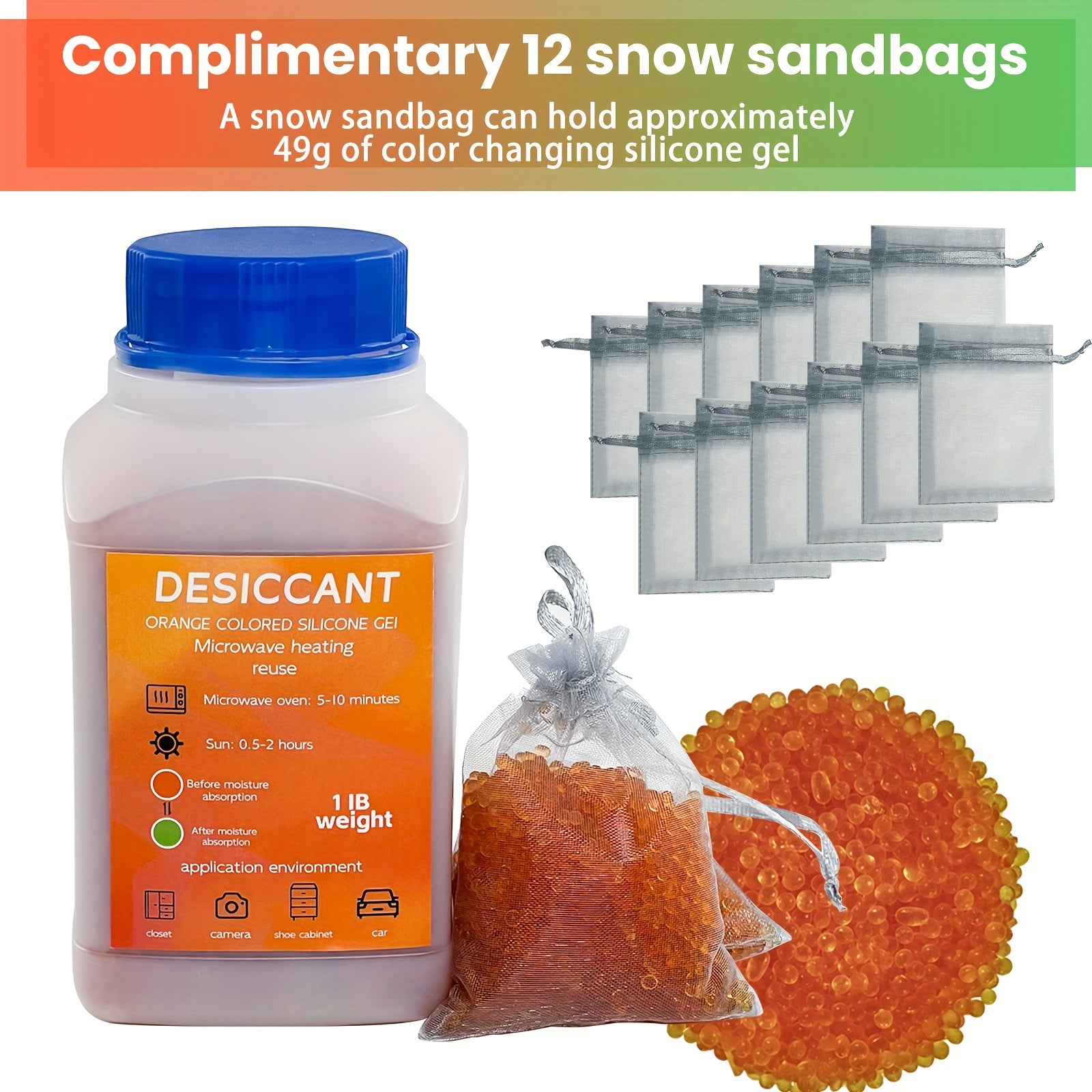 Силикагельевые мешки-осушители 450 г, портативные поглотители влаги для автомобиля и дома