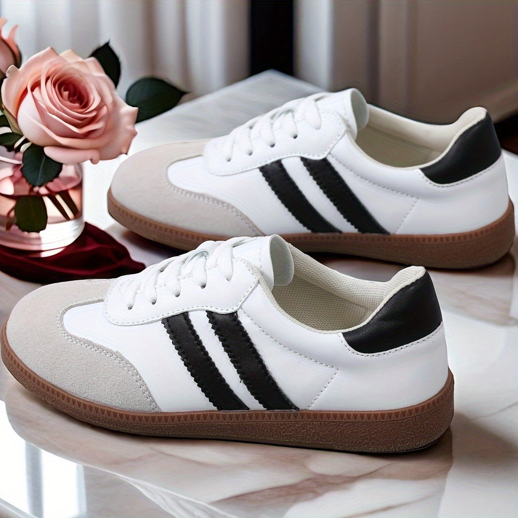 Women's Colorblock Lace-Up Sneakers with Soft Platform Sole for Casual Walking