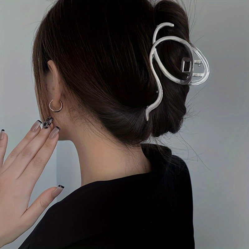 Women's Gold Hair Claw Hair Clip with Hollow Shark Fin Design