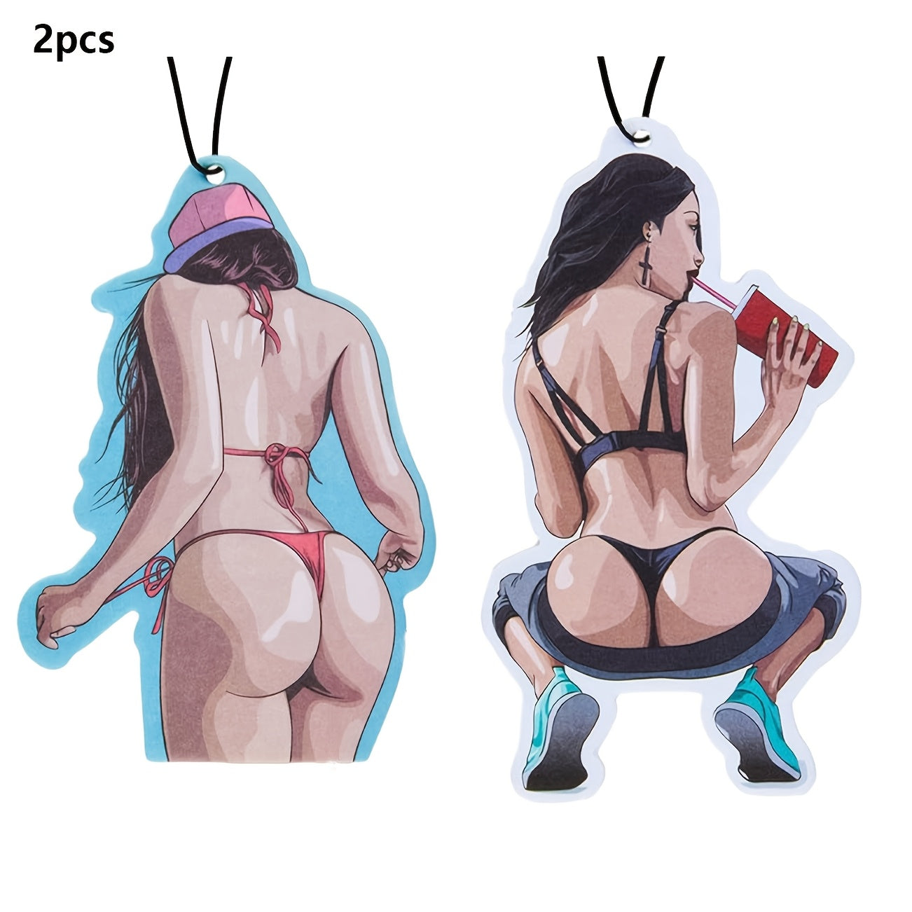 2pcs Girl Design Car Air Freshener Tablets Long-Lasting Fragrance Decor
