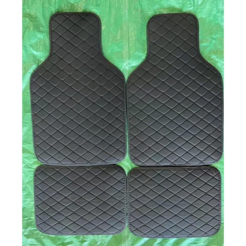 Universal Faux Leather Car Floor Mats Set of 4 Scratch Resistant Non Slip