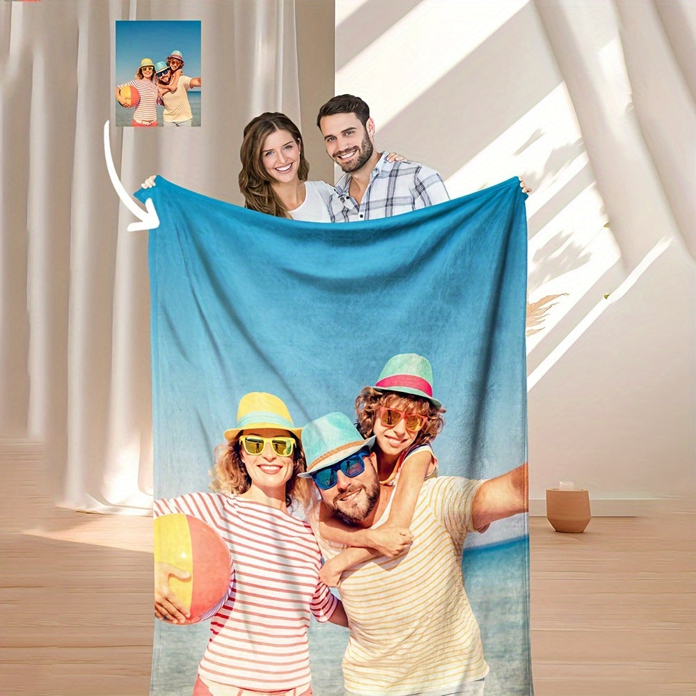 Personalized Photo Throw Blanket Soft Cozy Lightweight Polyester for All Seasons
