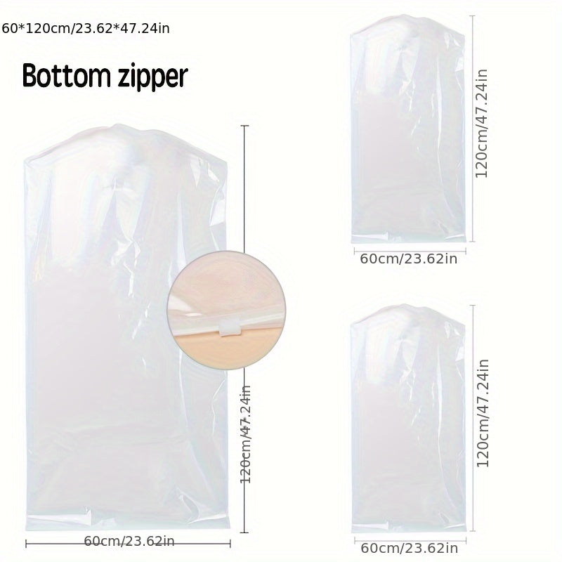 Paquete de 3 bolsas de polvo para ropa no tejida con cremallera para vestidos y trajes