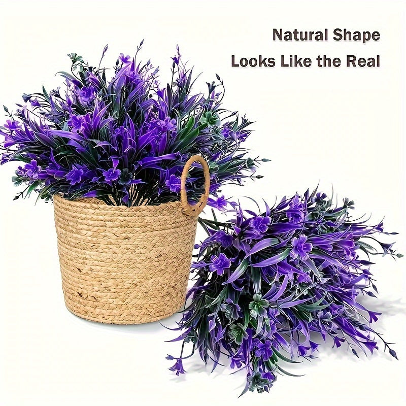 6pcs Artificial Flower Bundles Purple UV Protected Lifelike Faux Greenery for Indoor Outdoor Decoration