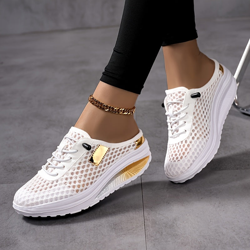 Women's Thick-Soled Slip-On Shoes Breathable Knitted Sole Comfortable Walking