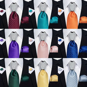 Men's Business Accessory Set with Silver Ring Cufflinks and Handkerchief