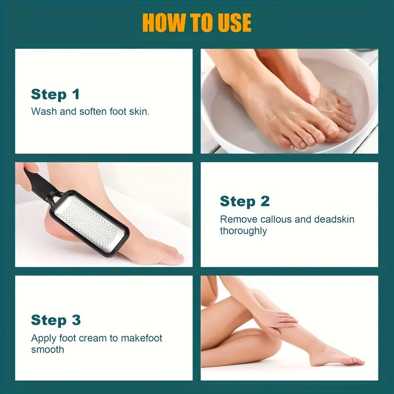 Set of 3 Stainless Steel Foot Files for Callus Removal and Foot Care in Wet or Dry Conditions