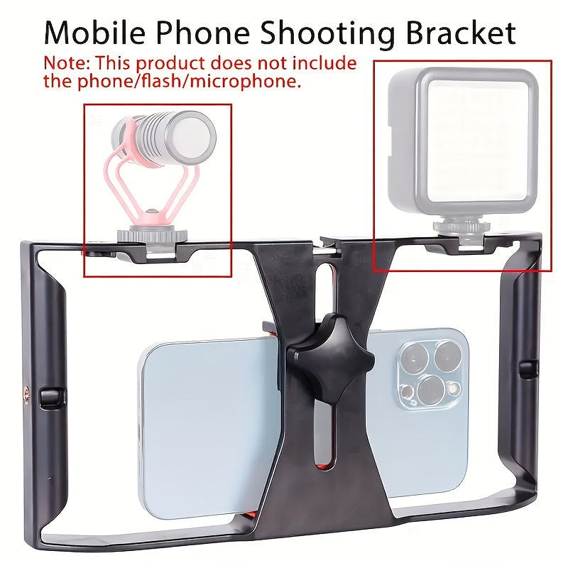 Estabilizador portátil universal para teléfono móvil con cabeza giratoria, luz de relleno y puertos de zapata fría