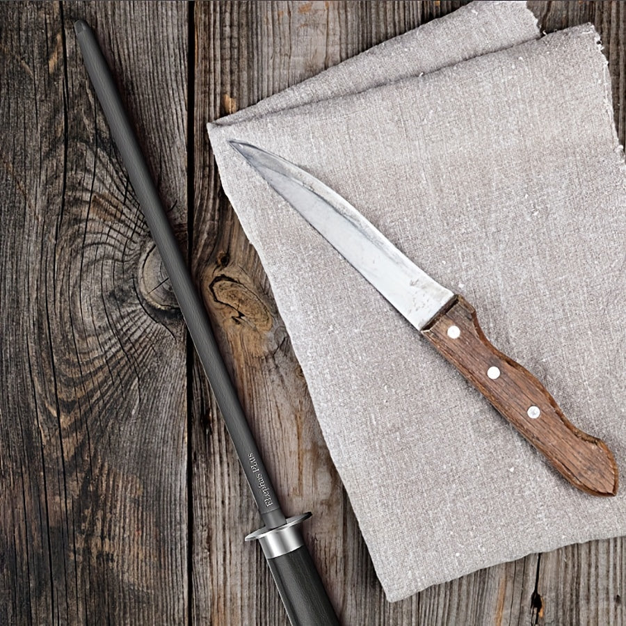 12-Inch Manual Knife Sharpener Honing Steel with Fine Grit for Kitchen Knives