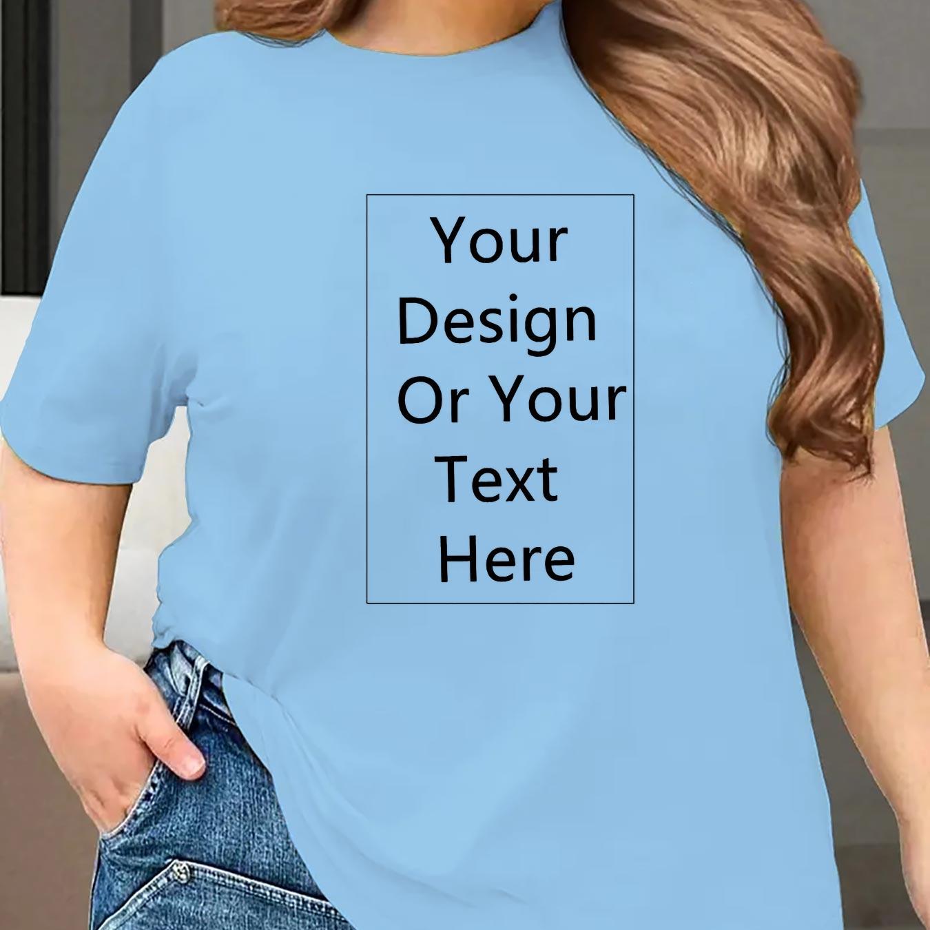 Women's Plus Size Casual T-Shirt Breathable Stretch Short Sleeve Black White Text