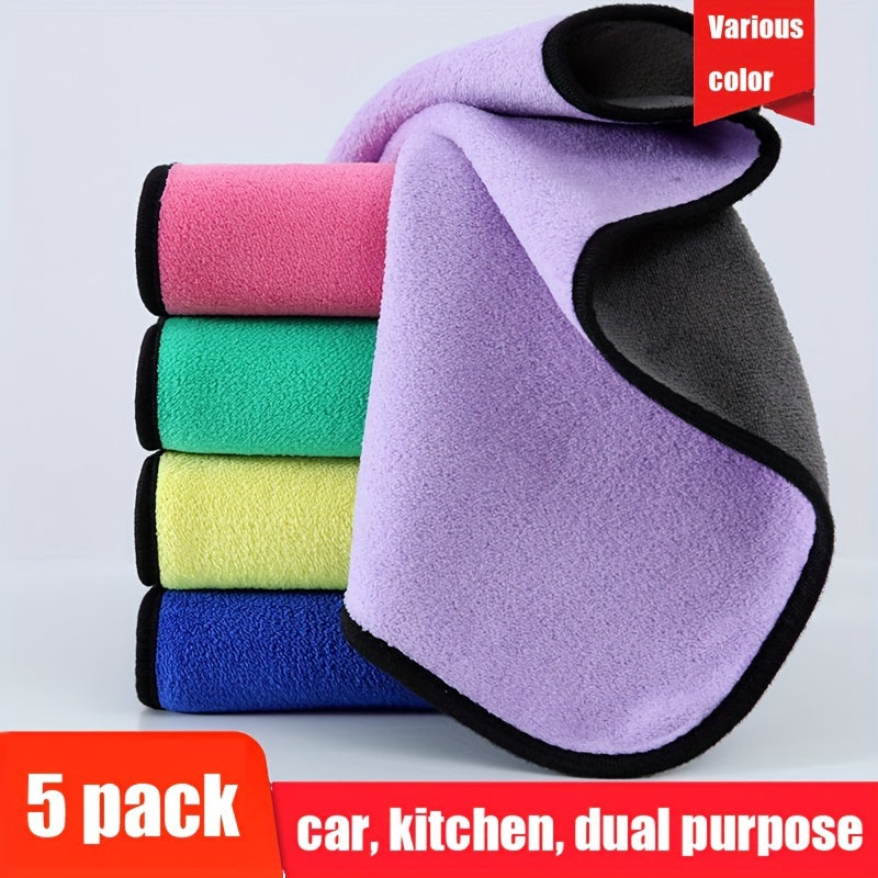 Juego de 5 toallas de limpieza para coche ultra absorbentes, suaves de poliéster, para interior y exterior, detallado