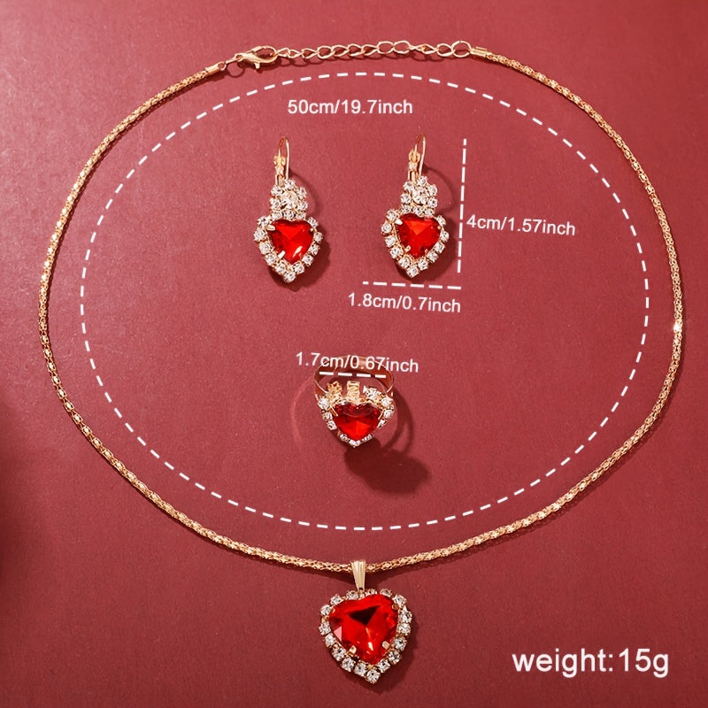 5 ta ayollar uchun romantik rhinestone yurak soatlari to'plami, kvarts mexanizmi va PU charm bandlari bilan